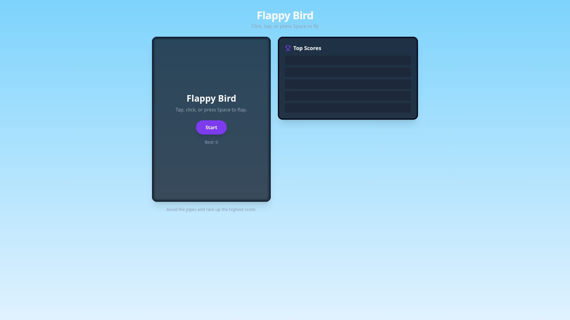 Flappy Bird Web Game screenshot